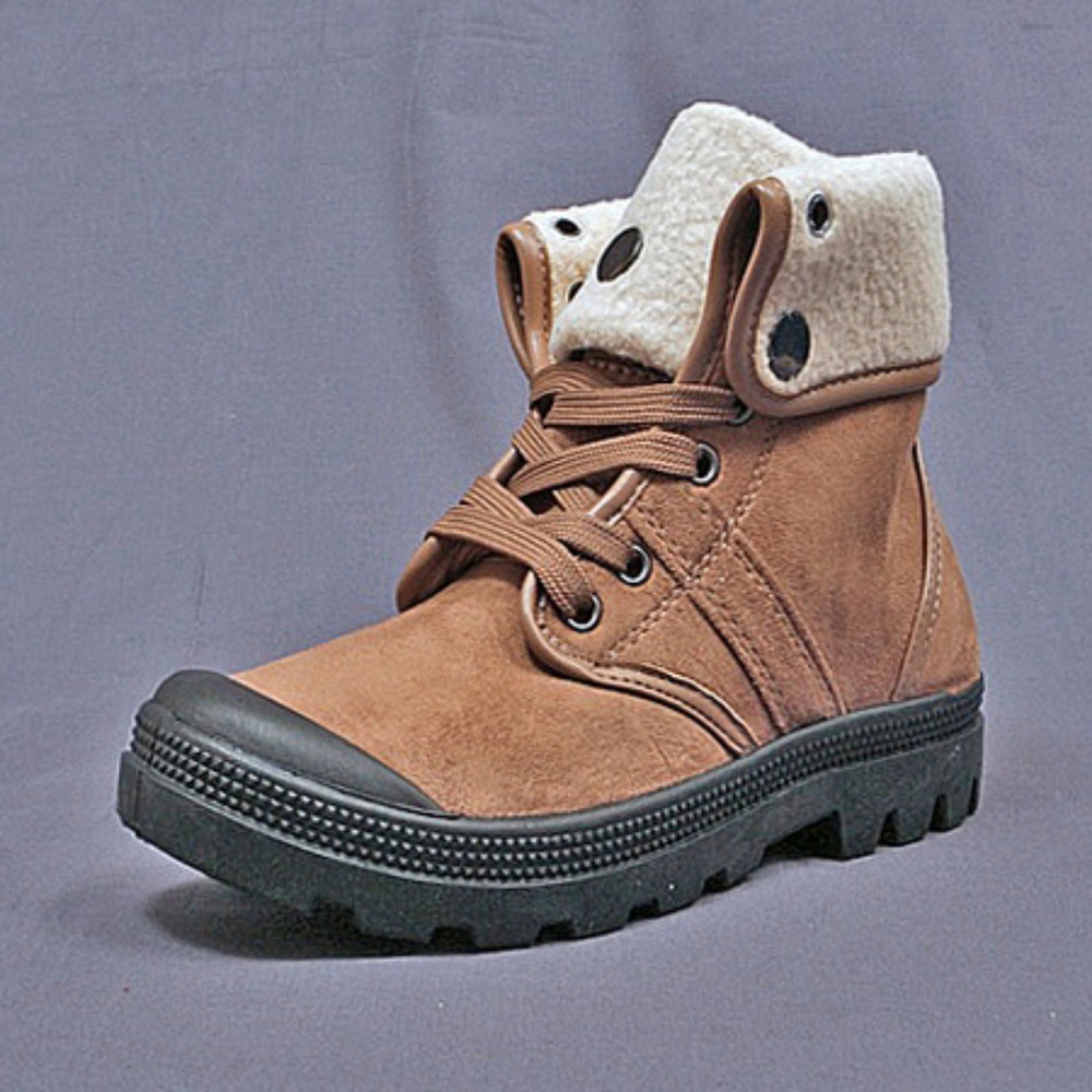 Tan Warm Fold Over Fur Winter Ankle Boot Evan1